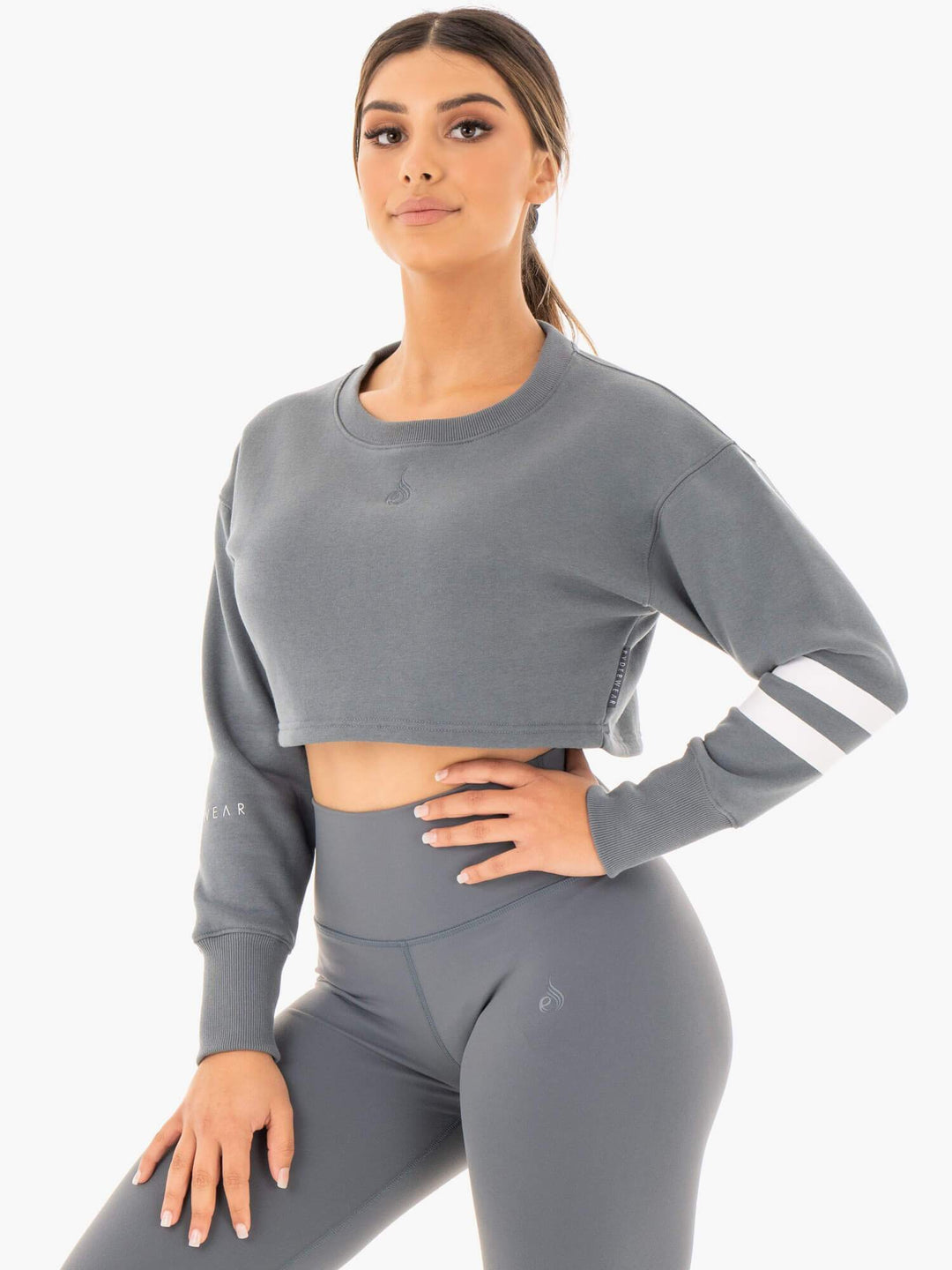 Motion Cropped Sweater - Charcoal Clothing Ryderwear 