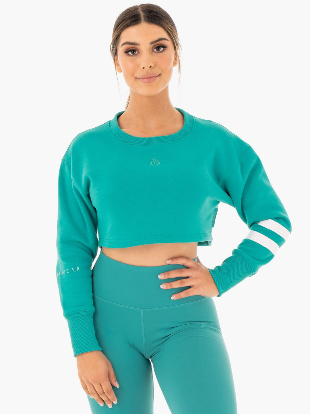 Motion Cropped Sweater - Teal Clothing Ryderwear 