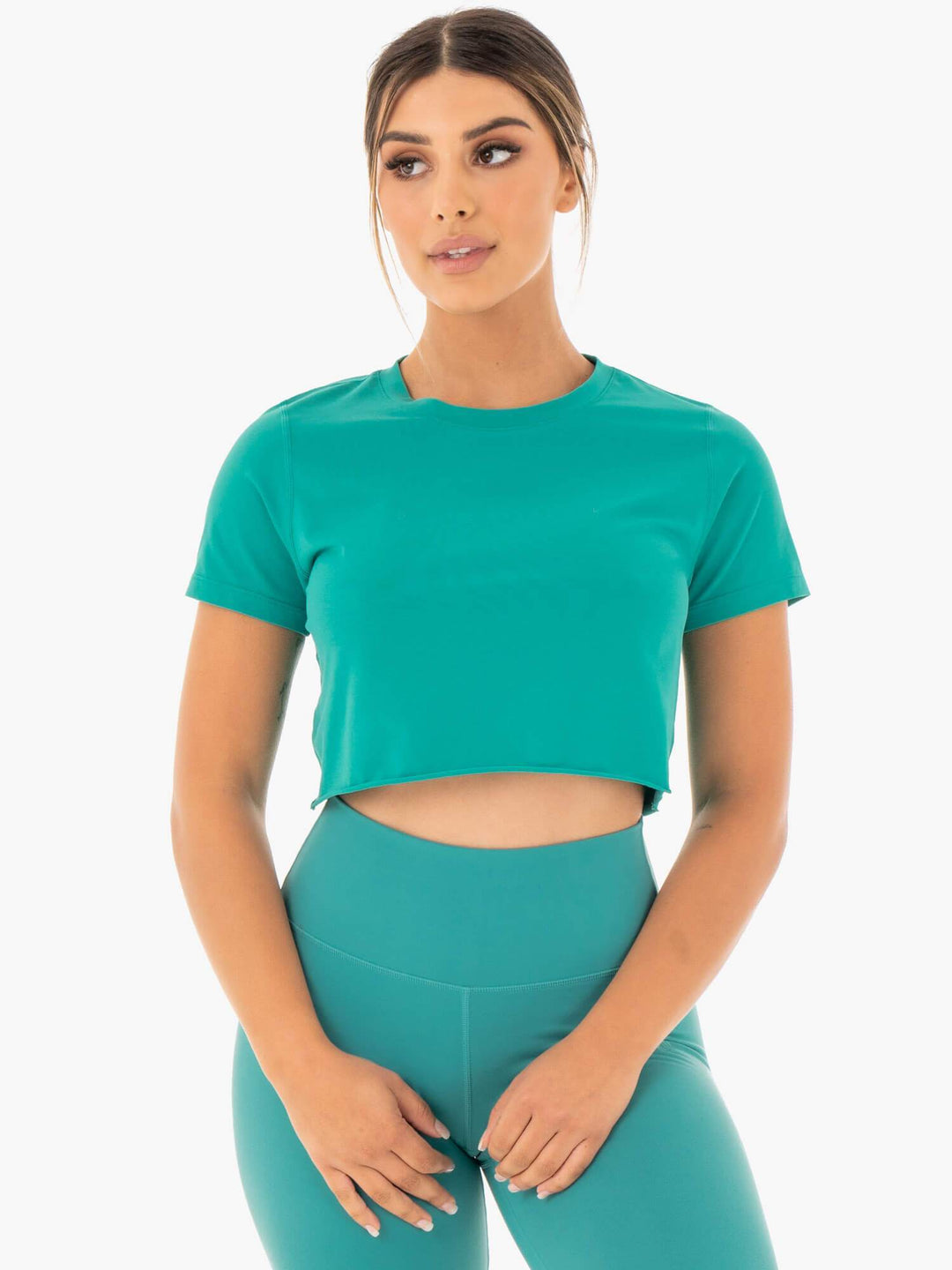Motion Cropped T-Shirt - Teal Clothing Ryderwear 