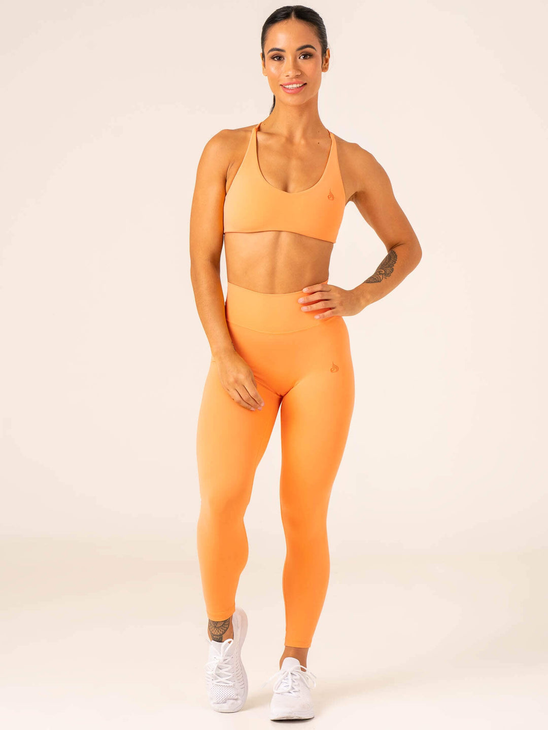 NKD High Waisted Scrunch Leggings - Orange Sherbet Clothing Ryderwear 