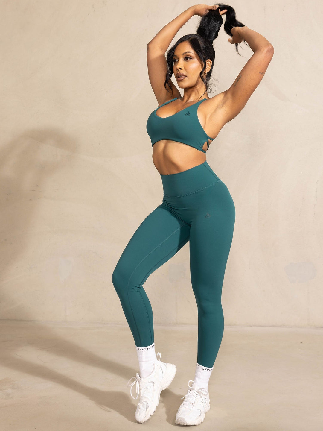 NKD High Waisted Scrunch Leggings - Teal Clothing Ryderwear