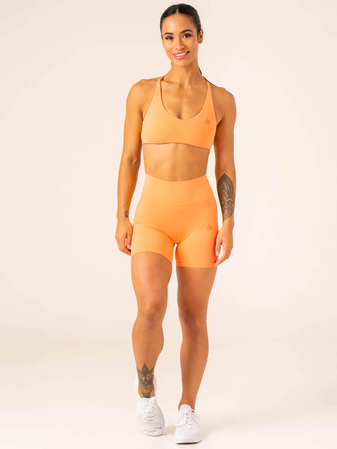 NKD High Waisted Scrunch Shorts - Orange Sherbet Clothing Ryderwear 