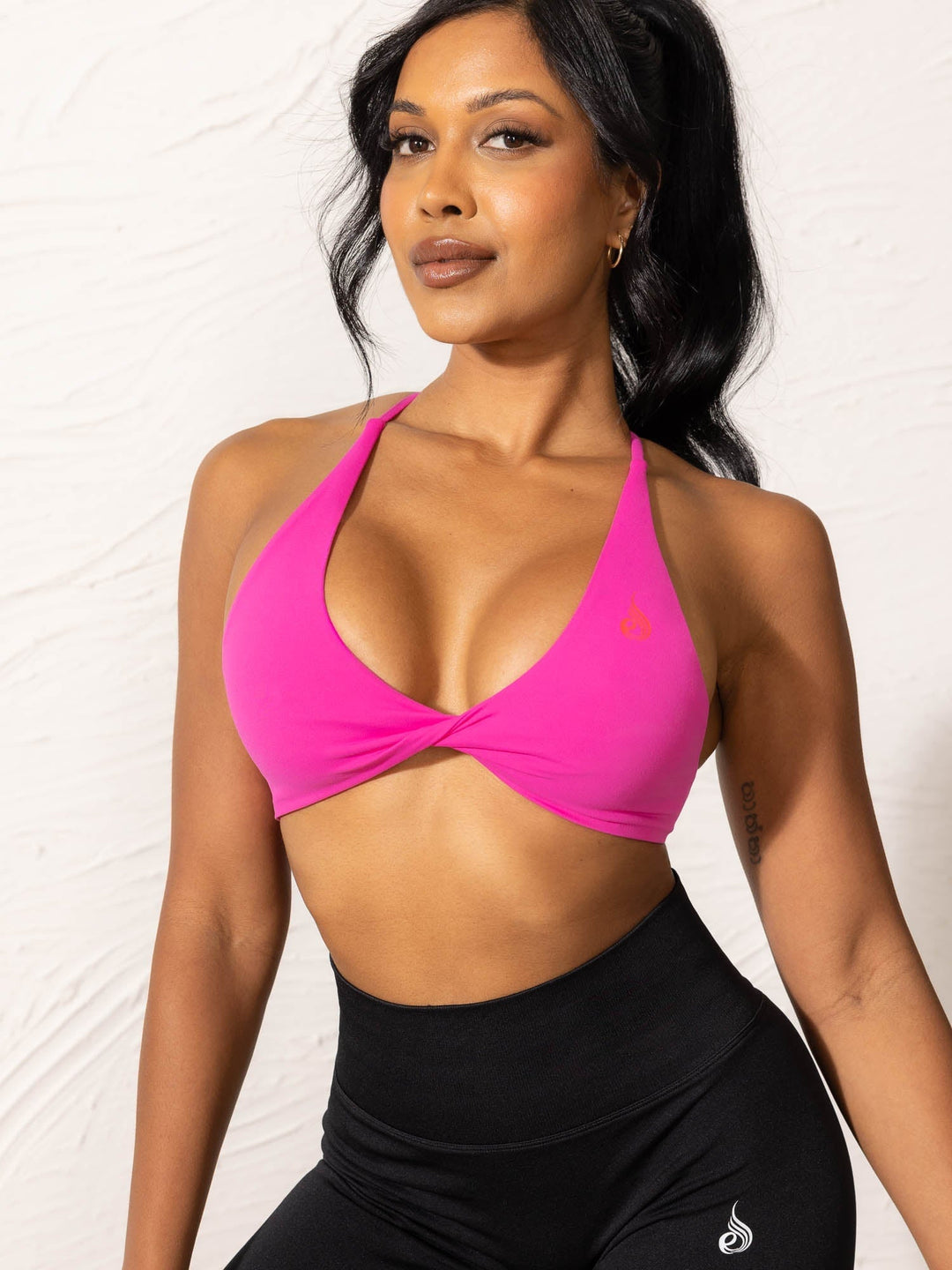 NKD Twist Sports Bra - Neon Pink Clothing Ryderwear 