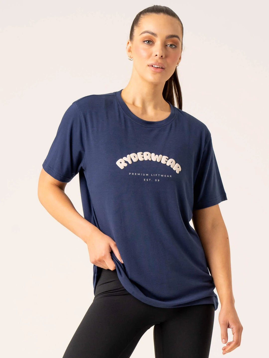 Off Side Longline T-Shirt - Navy Clothing Ryderwear 