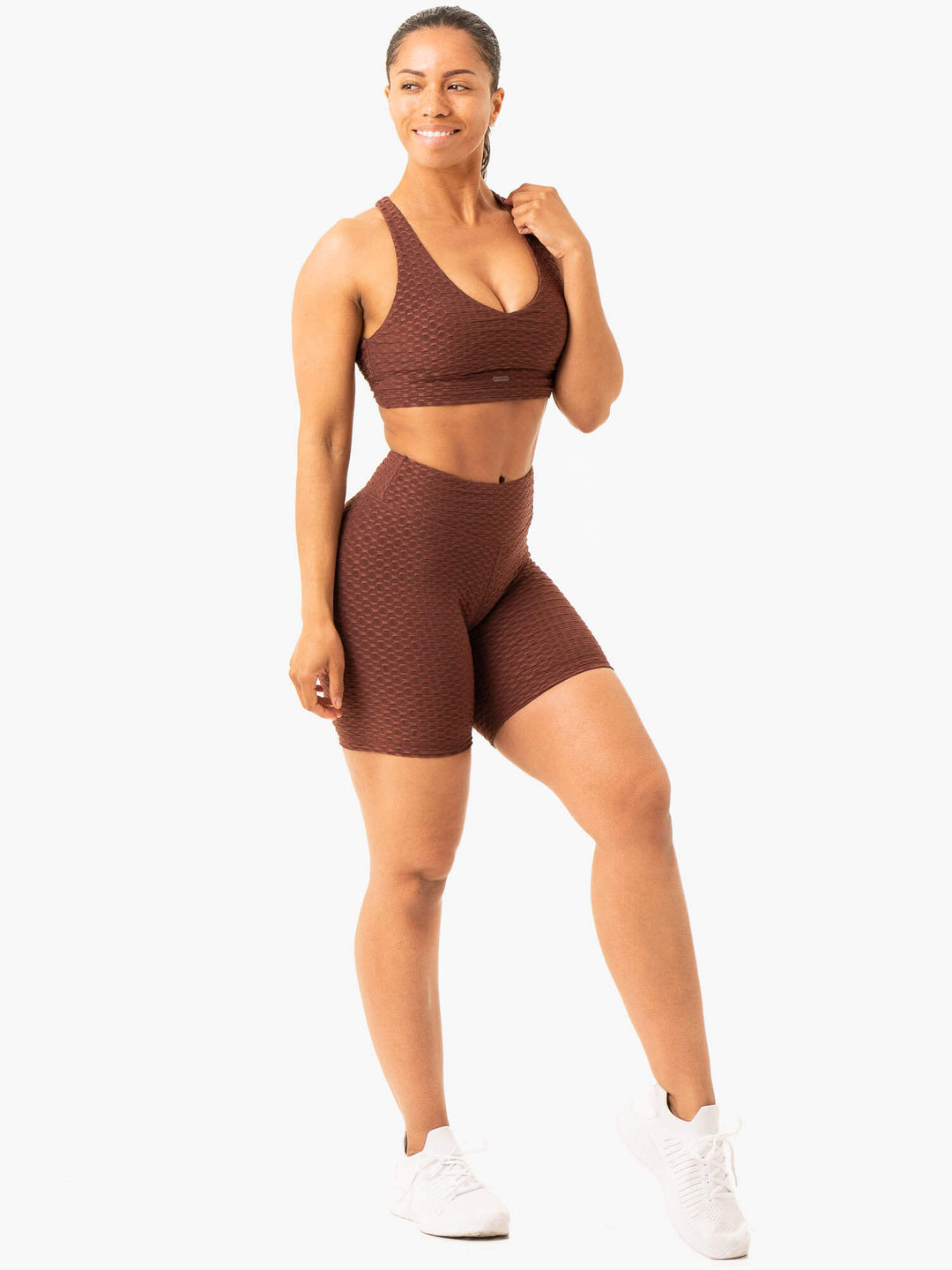 Optic Scrunch Bum Shorts - Chocolate Clothing Ryderwear 