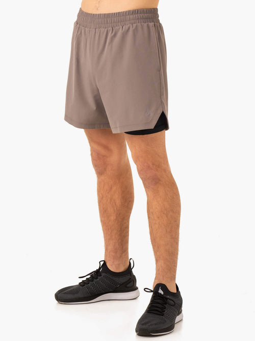 Pursuit 2 In 1 Training Shorts Taupe