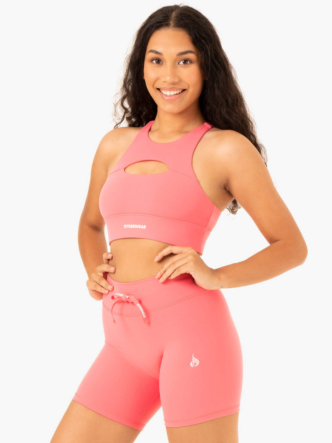 Replay Cut Out Sports Bra - Coral Clothing Ryderwear 