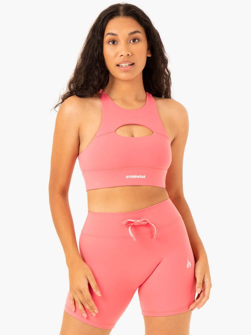 Replay Cut Out Sports Bra Coral