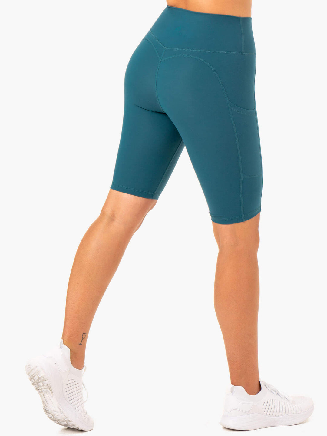 Reset High Waisted Pocket Bike Shorts - Teal Clothing Ryderwear 