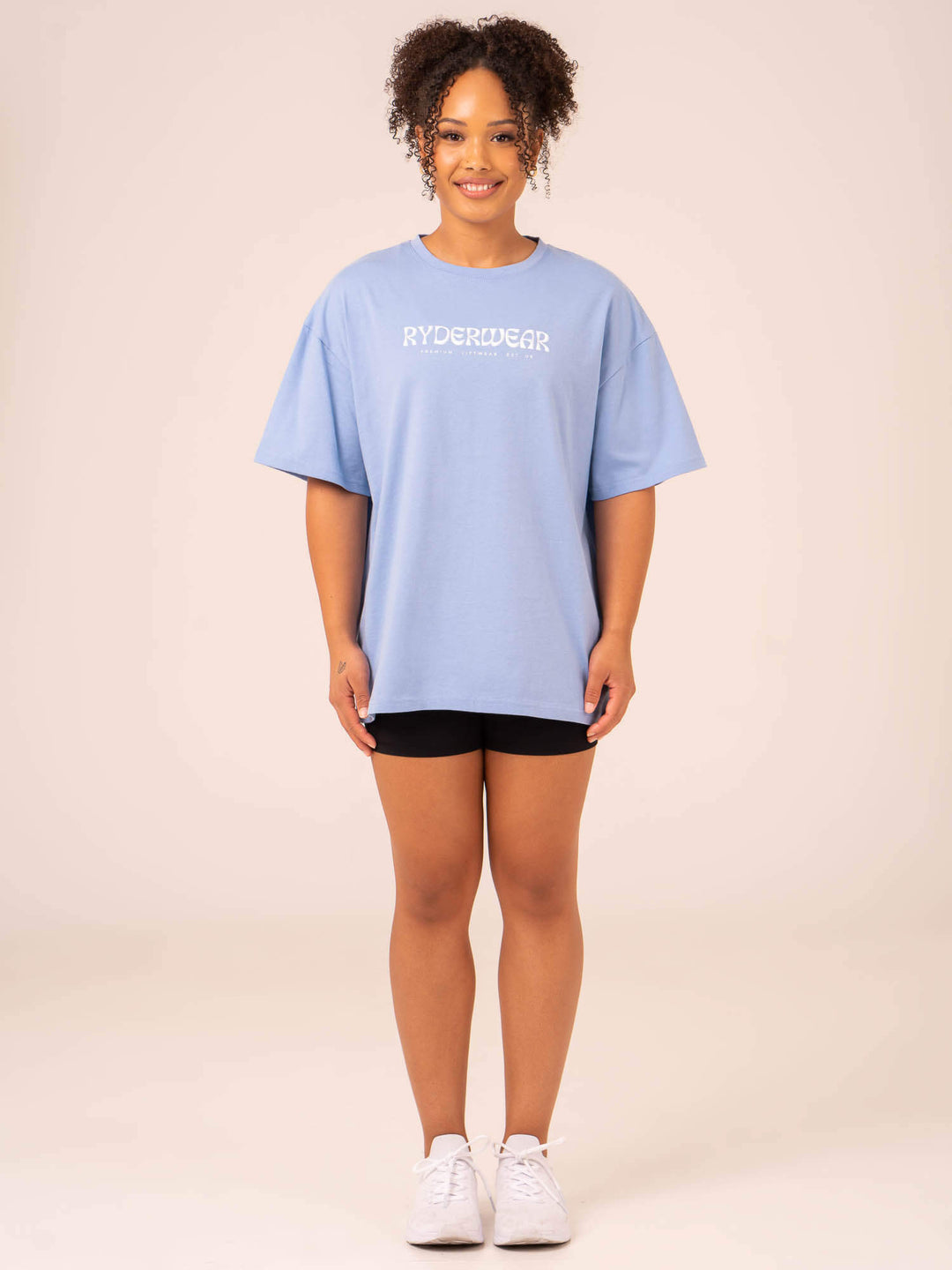 Retro Oversized T-Shirt - Cornflower Blue Clothing Ryderwear 