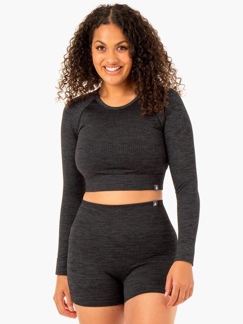 Tempo Ribbed Seamless Long Sleeve Top, Neutral