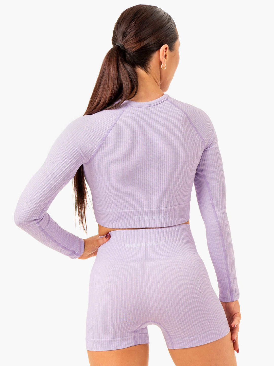 Rib Seamless Long Sleeve Top - Lavender Marl Clothing Ryderwear 