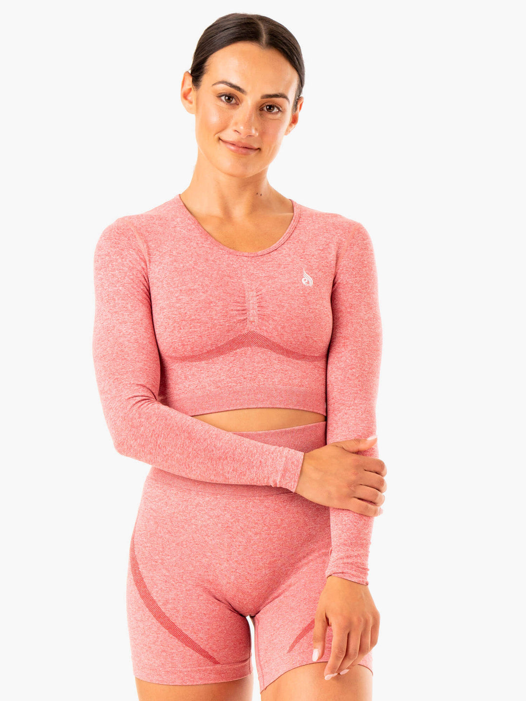 Sculpt Seamless Long Sleeve Top - Pink Marl Clothing Ryderwear 