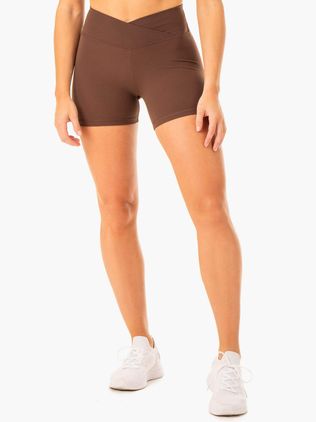 Serene Cross Over Scrunch Shorts - Chocolate Clothing Ryderwear 