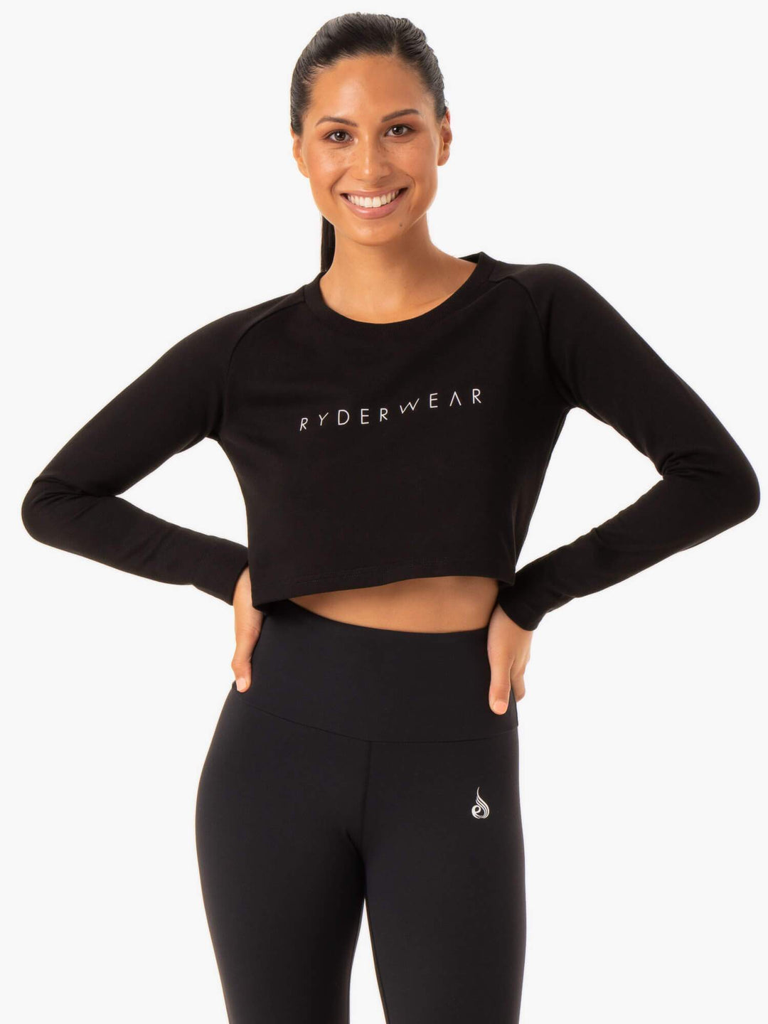 Staples Cropped Sweater - Black Clothing Ryderwear