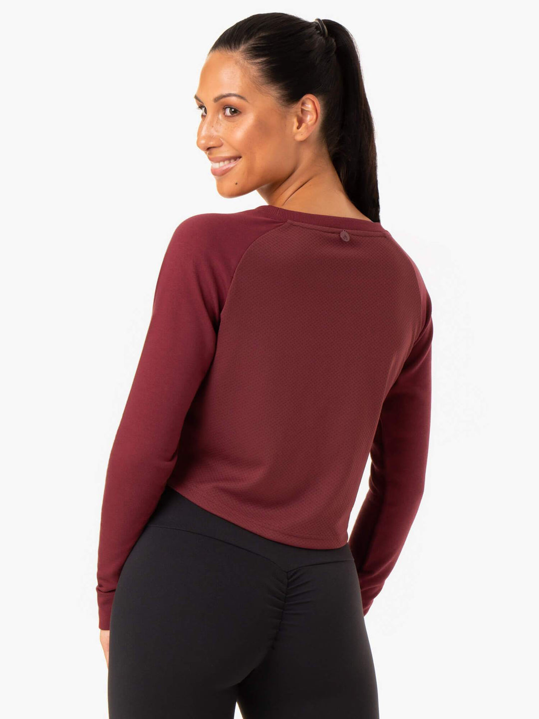 Staples Cropped Sweater - Burgundy Clothing Ryderwear 