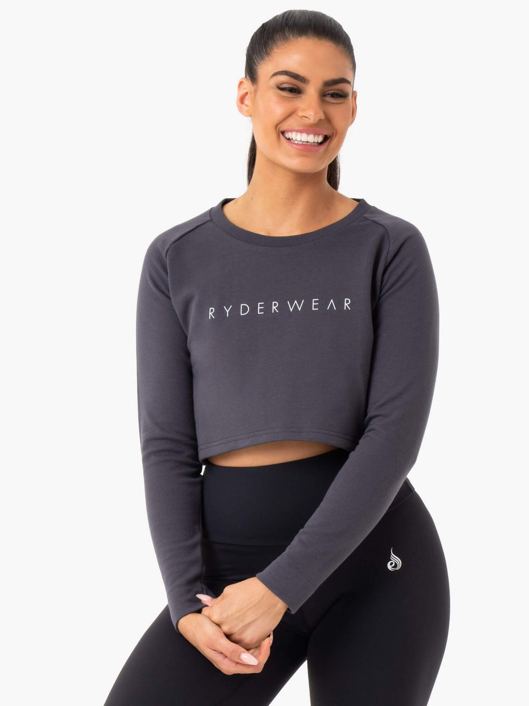 Staples Cropped Sweater - Charcoal Clothing Ryderwear 
