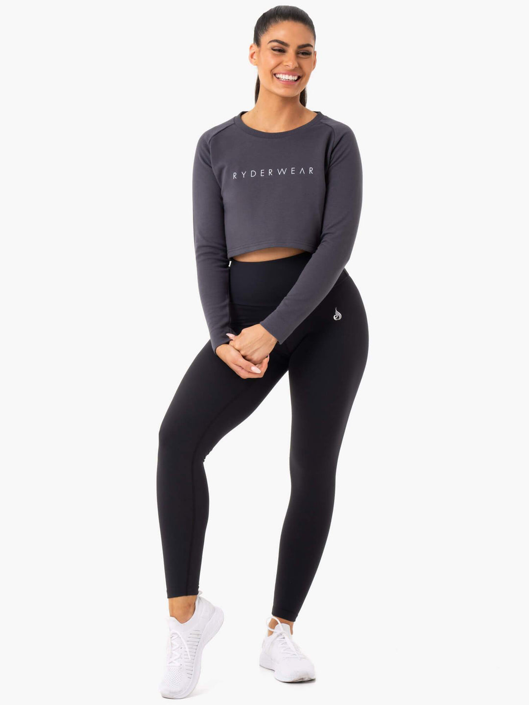 Staples Cropped Sweater - Charcoal Clothing Ryderwear 