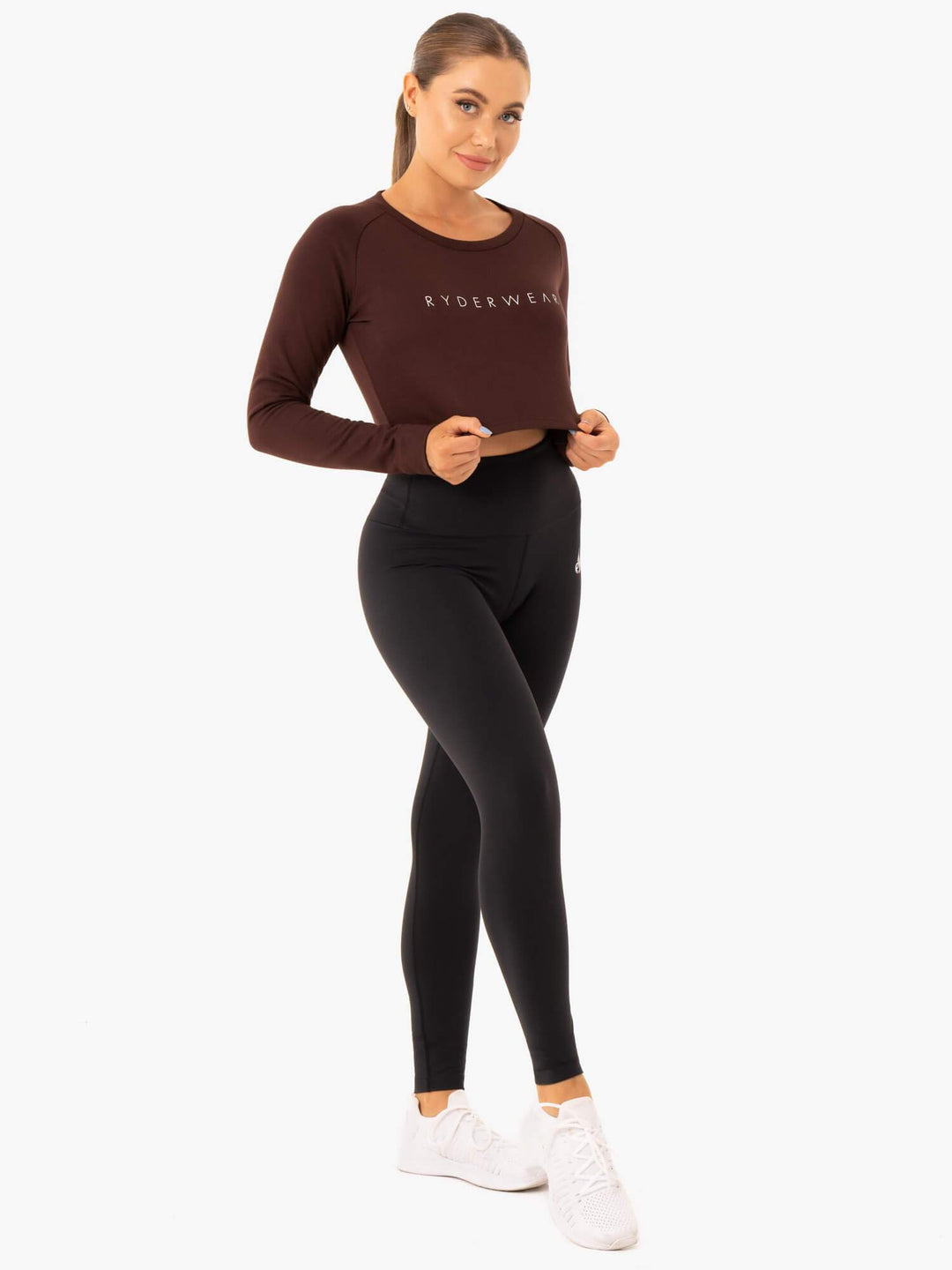 Staples Cropped Sweater - Chocolate Clothing Ryderwear 