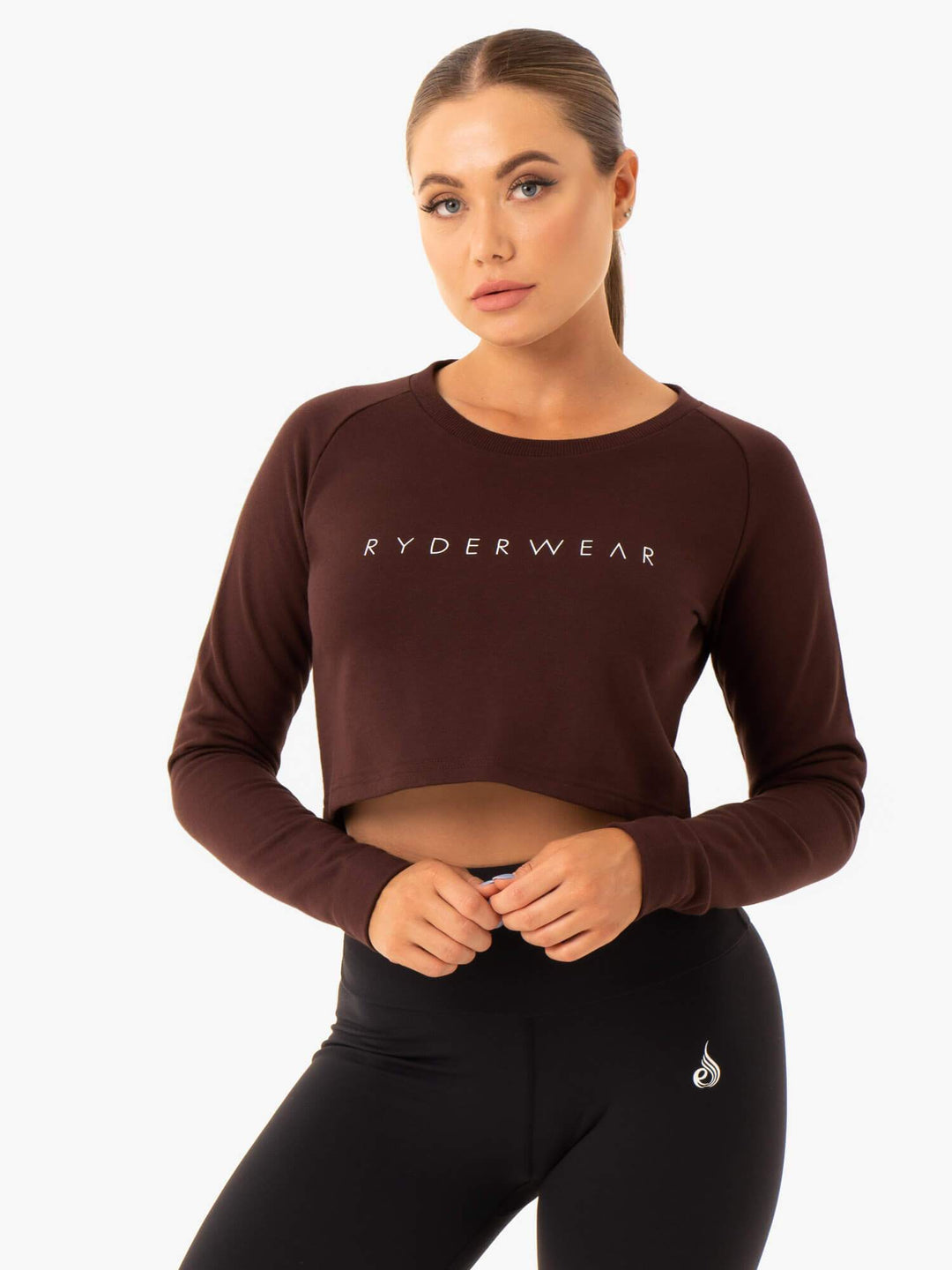 Staples Cropped Sweater - Chocolate Clothing Ryderwear 