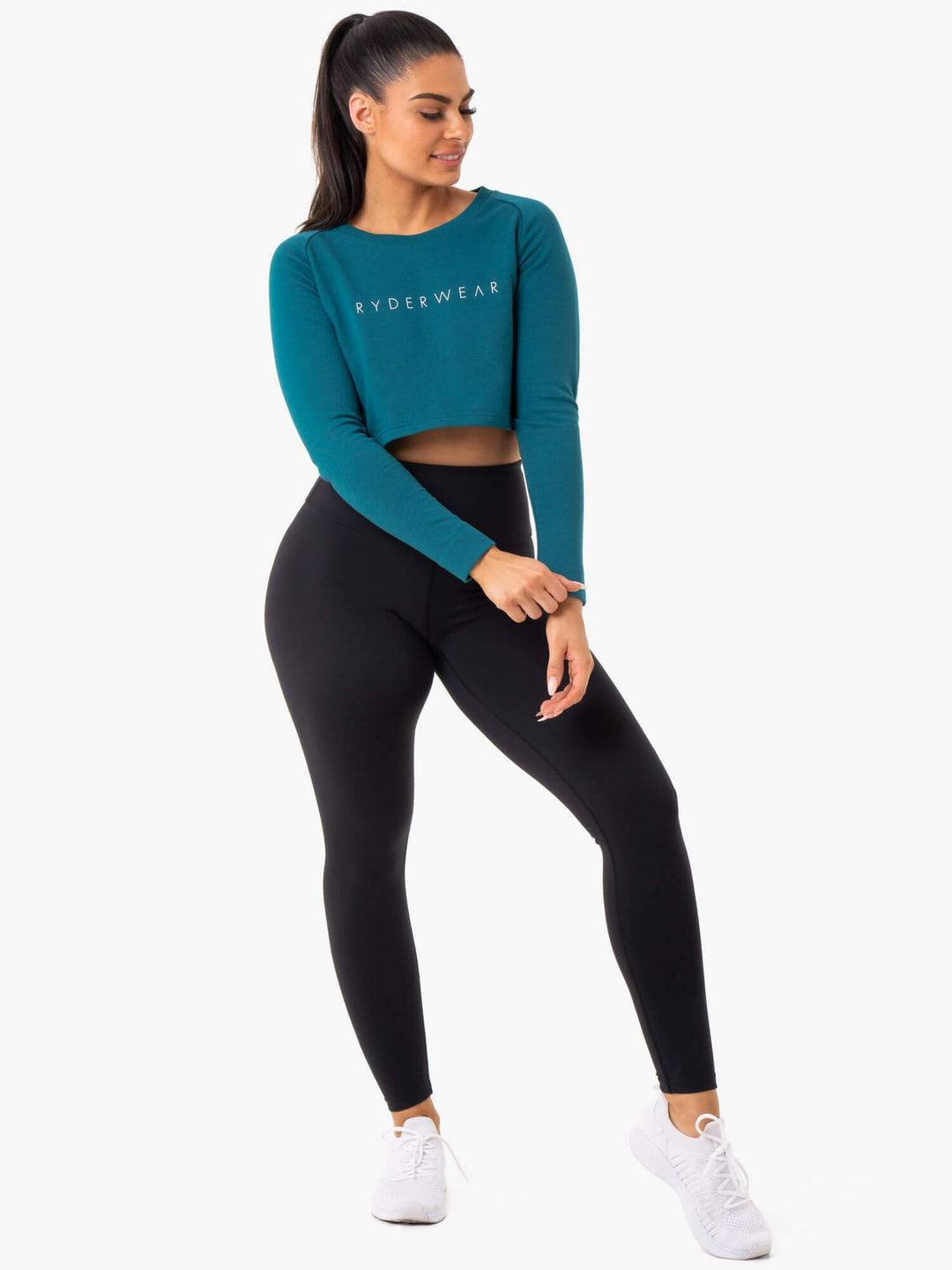Staples Cropped Sweater - Emerald Clothing Ryderwear 