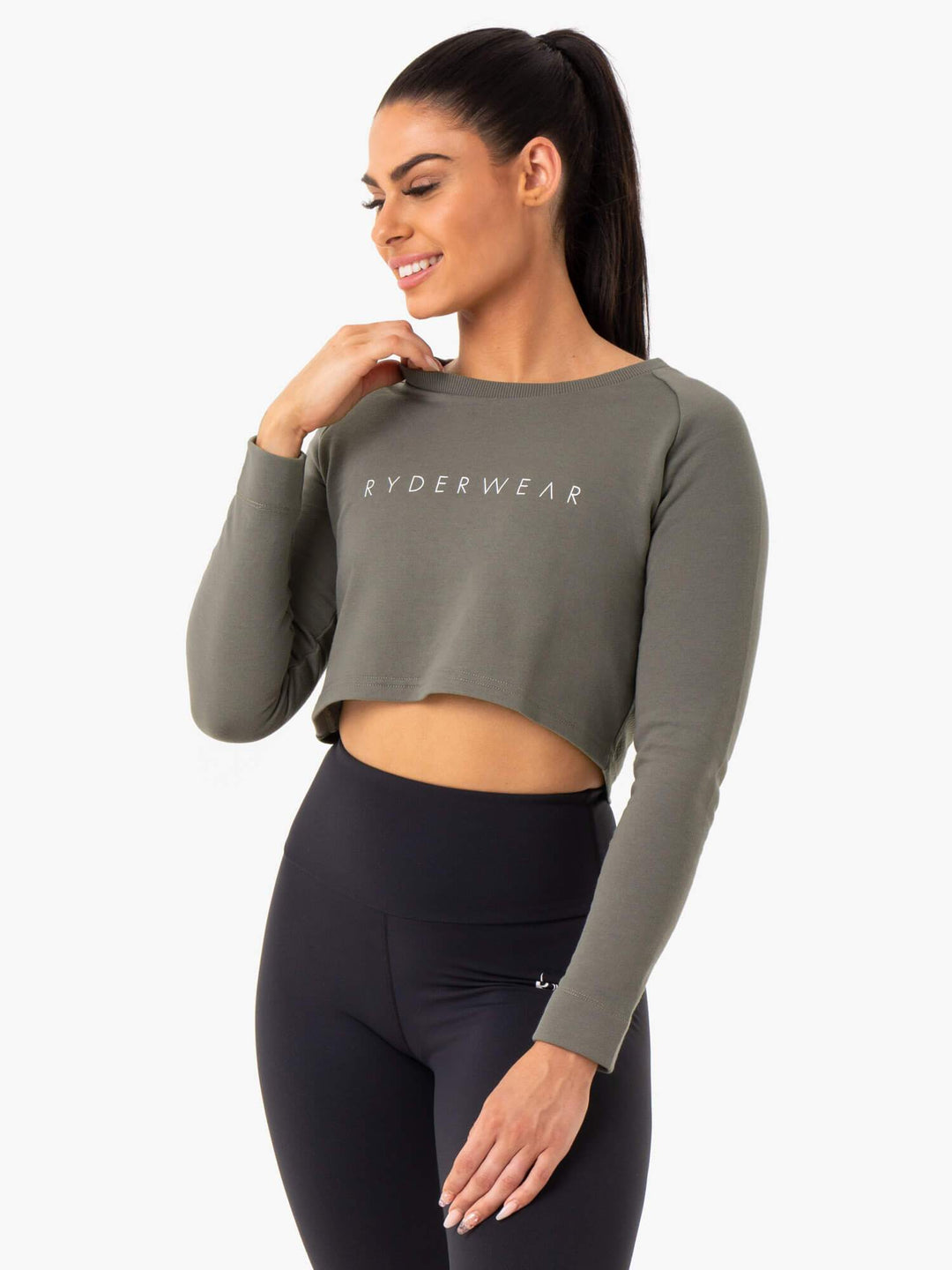 Staples Cropped Sweater - Khaki Clothing Ryderwear 