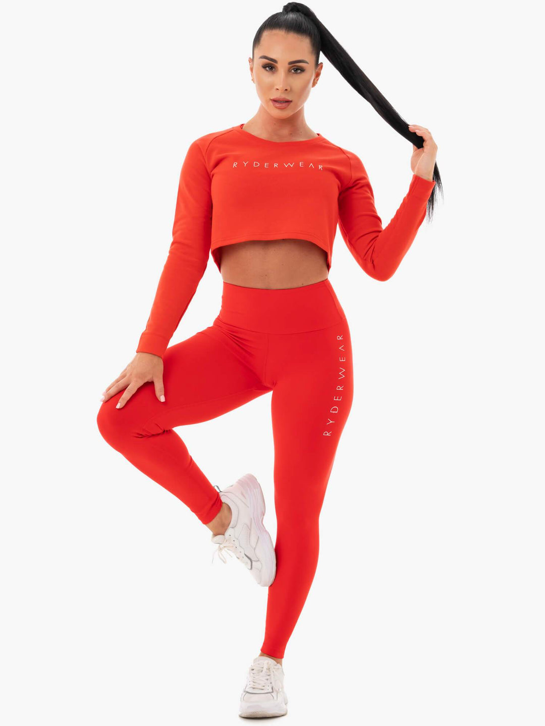 Staples Cropped Sweater - Red Clothing Ryderwear 
