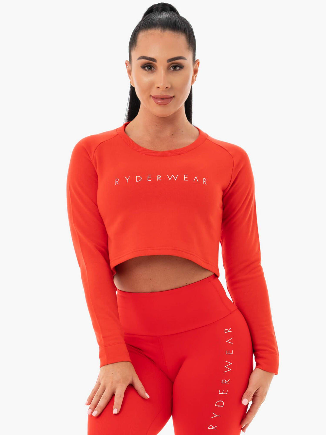 Staples Cropped Sweater - Red Clothing Ryderwear