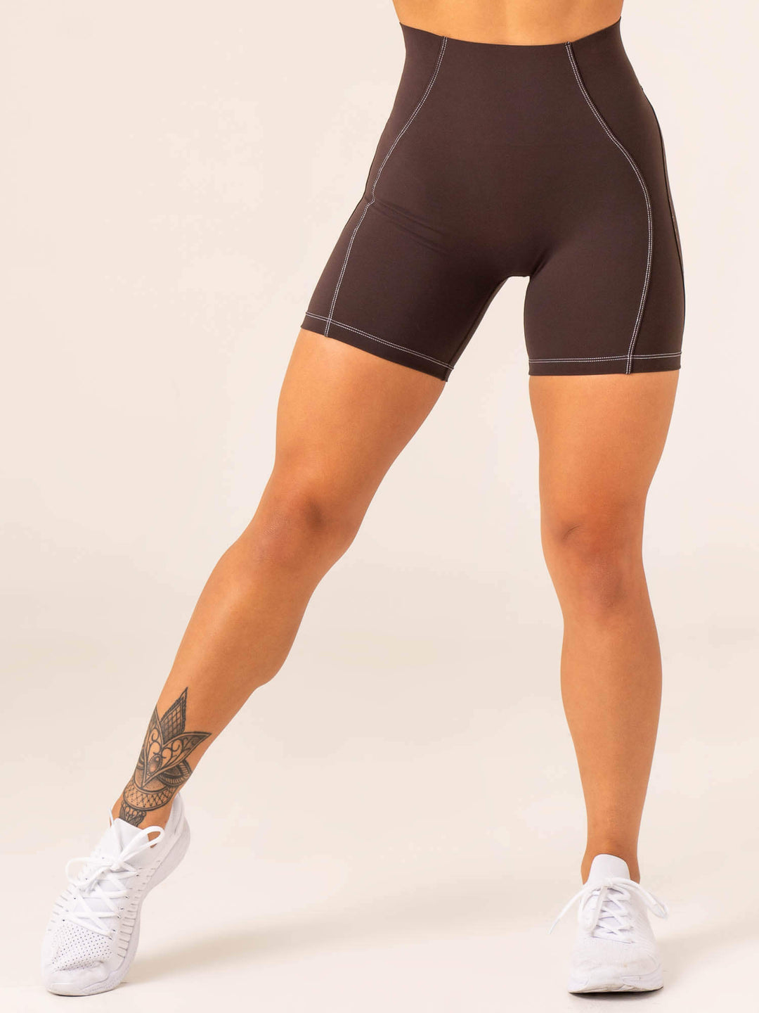 Stride High Waisted Shorts - Chocolate Clothing Ryderwear 