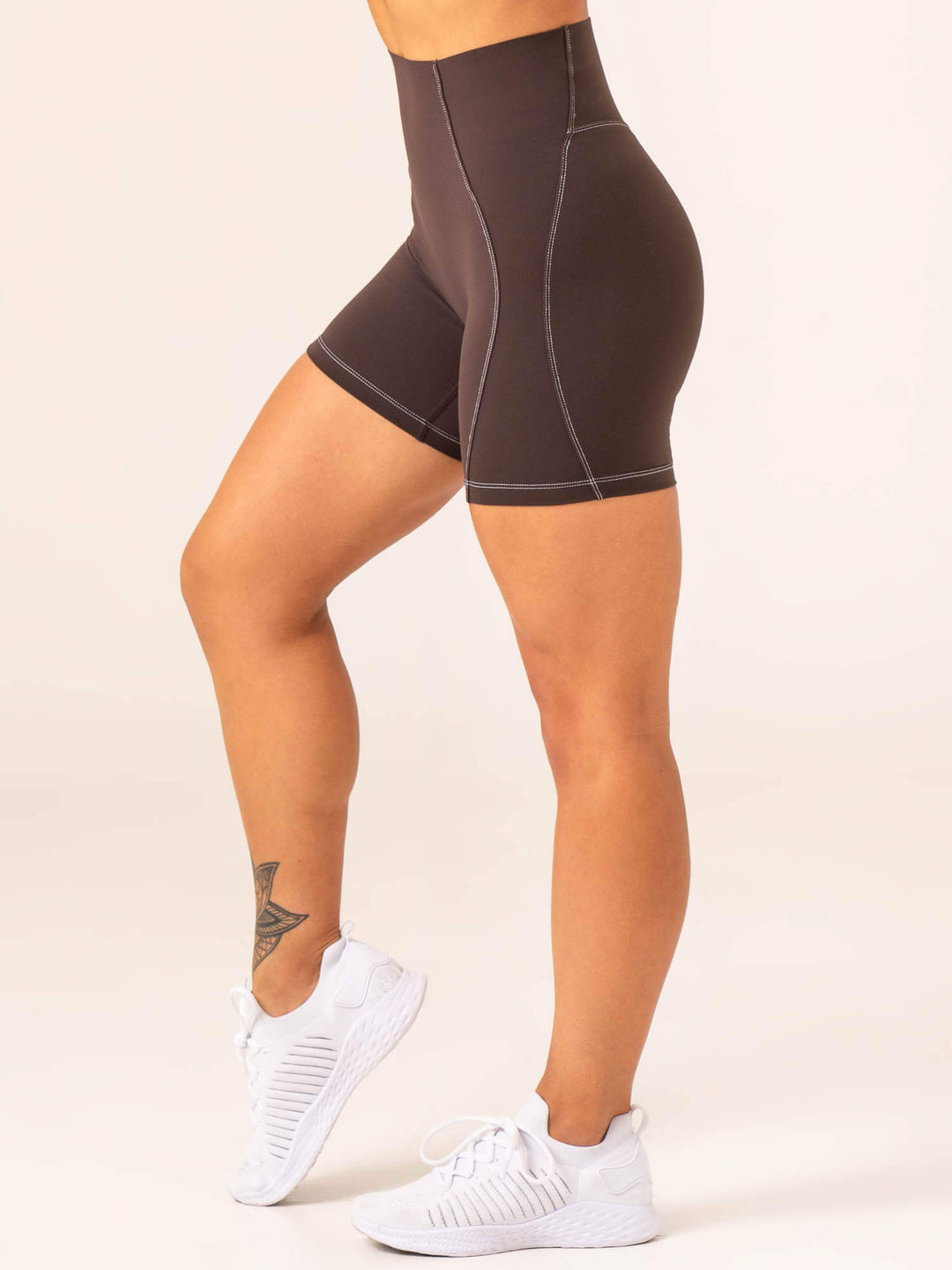 Stride High Waisted Shorts - Chocolate Clothing Ryderwear 