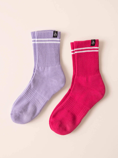 Stripe Crew Socks Hot Pink/Lavender