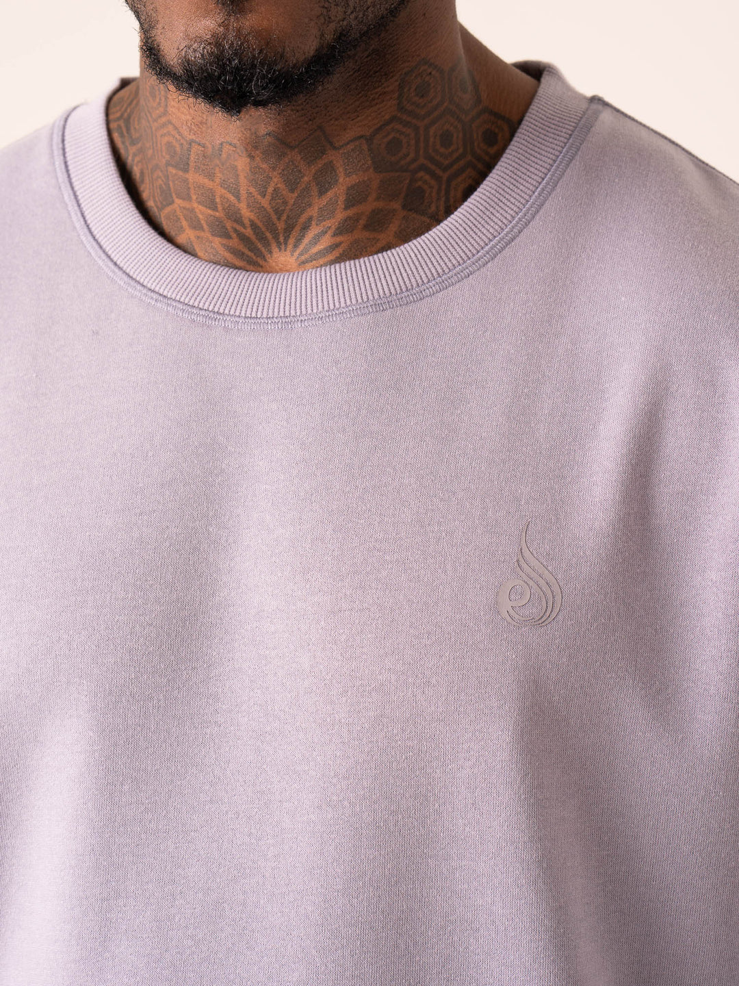 Throwback Oversized Fleece T-Shirt - Lavender Clothing Ryderwear 