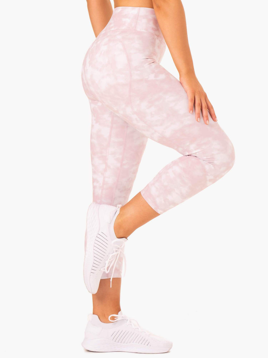 Accent 7/8 Leggings - Mauve Pink Tie Dye Clothing Ryderwear