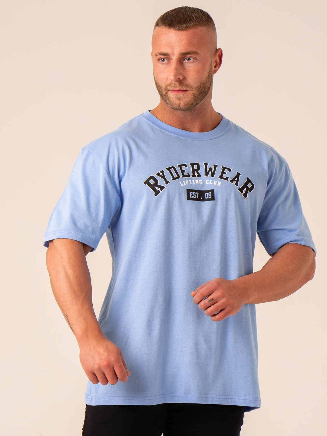 Varsity Oversized T-Shirt - Sky Blue Clothing Ryderwear 